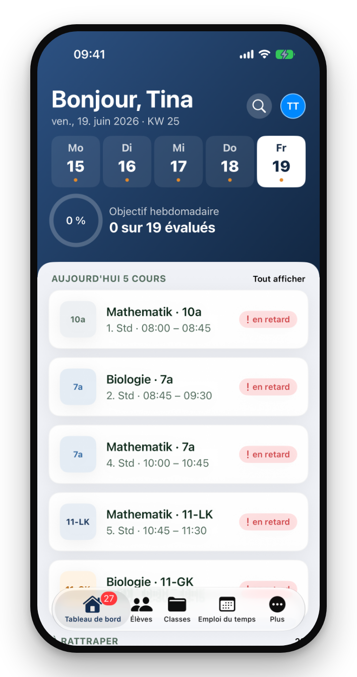 Tableau de bord Swipe'N'Teach sur iPhone (Bild 1 von 2)