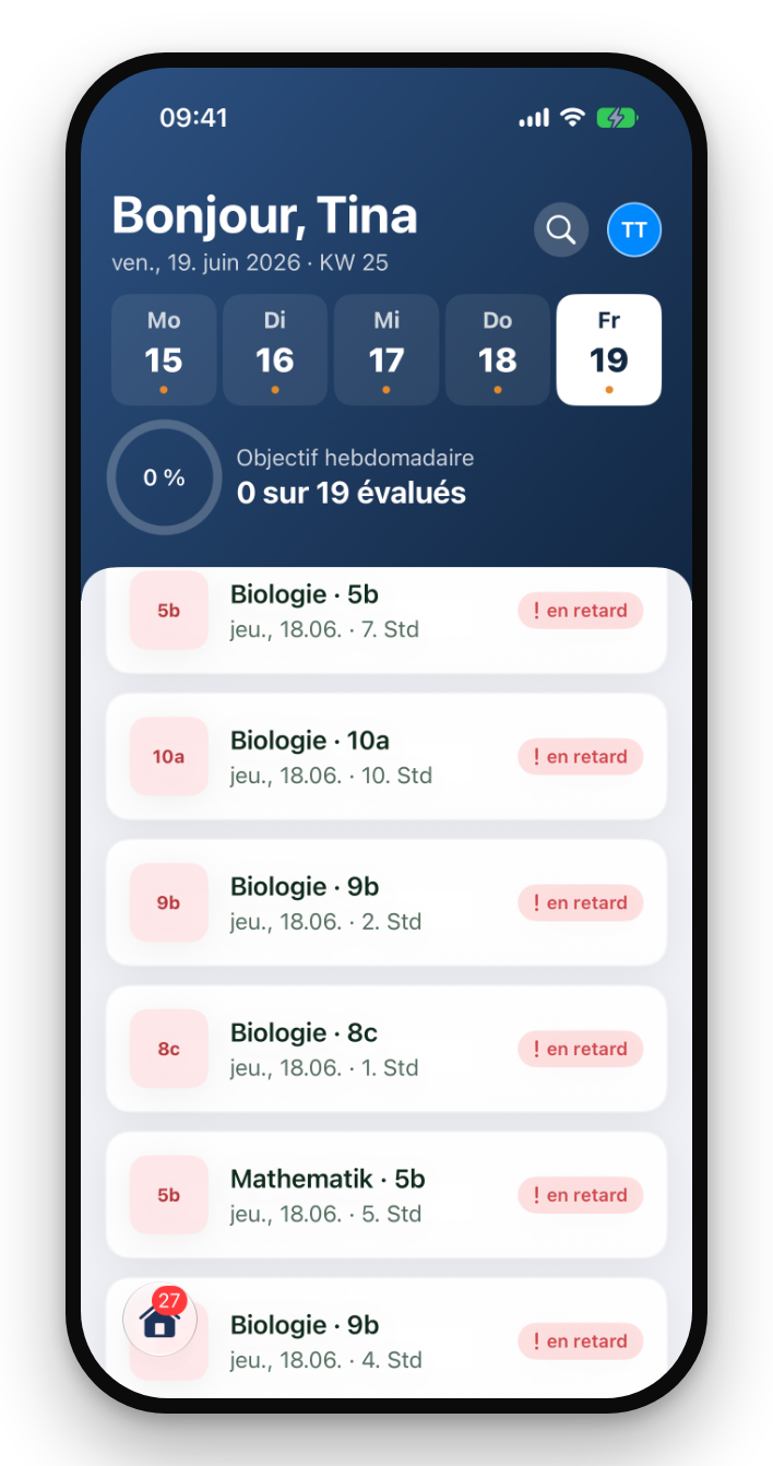 Tableau de bord Swipe'N'Teach sur iPhone (Bild 2 von 2)